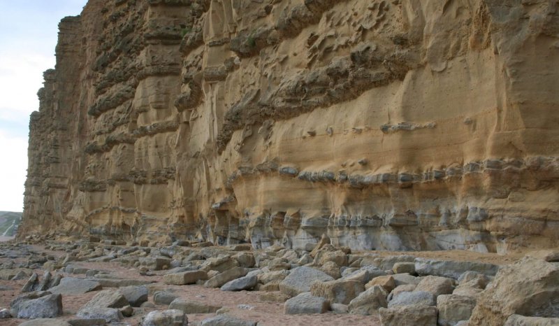 Large scours in the Jurassic Bridport Sandstone at West Bay