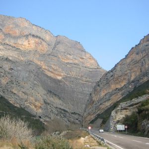 Cretaceous outcropping in Terradets Gorge, Tremp-Graus Basin