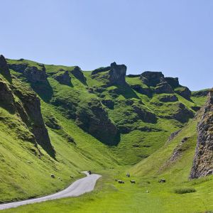 Winnats pass cutting through the Late Asbian carbonate platform margin, Carboniferous, Derbyshire